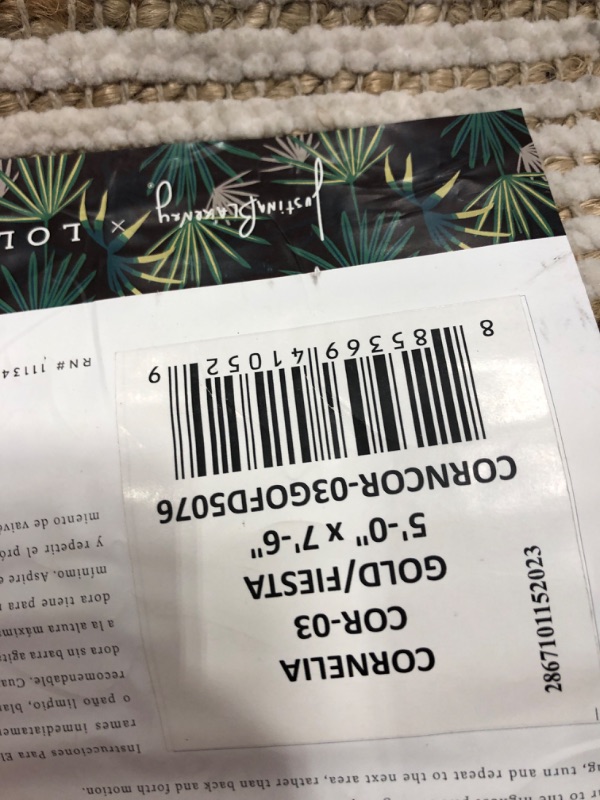 Photo 3 of *DIRTY**Loloi Justina Blakeney x Loloi Cornelia Collection COR-03 Gold/Fiesta 5'-0" x 7'-6" Area Rug Gold / Fiesta 5'-0" x 7'-6"