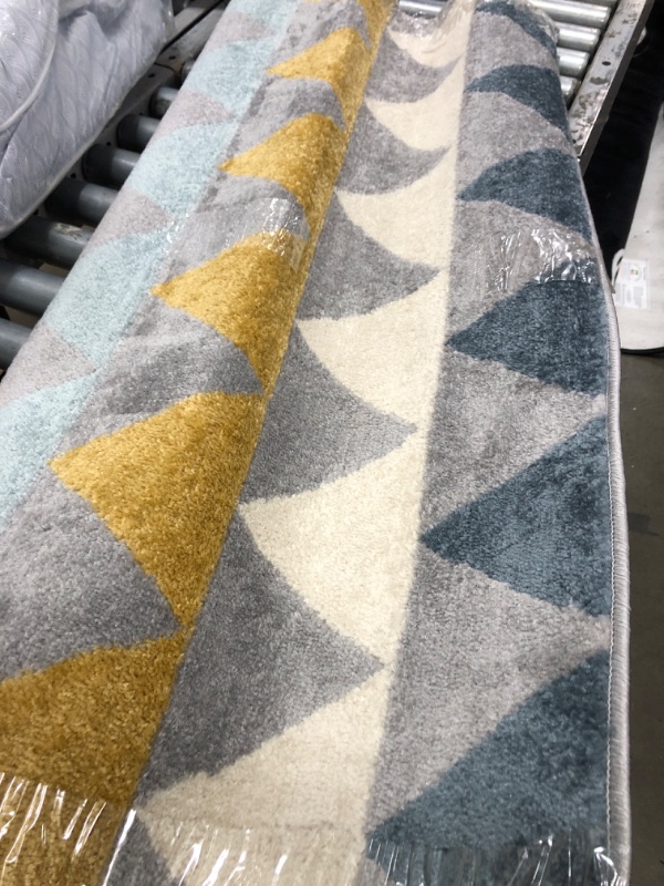 Photo 2 of *DIRTY*Well Woven Mystic Nova Grey Modern Geometric 3'11" x 5'3" Distressed Area Rug Grey 3 ft 11 in x 5 ft 3 in