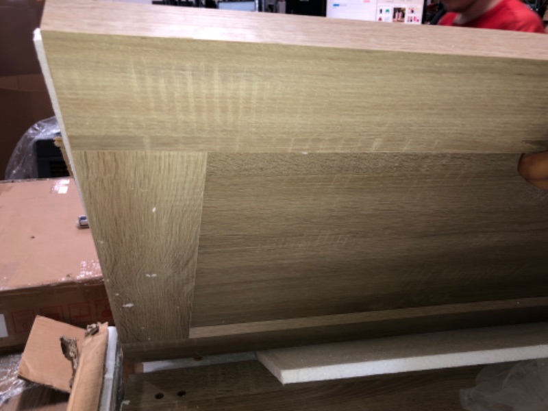 Photo 2 of *ONLY HEADBOARD** *MISSING PARTS** Edenbrook DeltaQueen Bed Frame with Headboard – No Box Spring Needed – Compatible with All Mattress Types – Wood Slat Support – Queen Size Wood Platform Bed Frame – Golden Maple Golden Maple Queen Bed