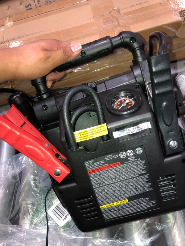 Photo 3 of *NEEDS CHARGE** STANLEY FATMAX J7CS Portable Power Station Jump Starter: 700 Peak/350 Instant Amps, 120 PSI Air Compressor, 3.1A USB Ports, Battery Clamps