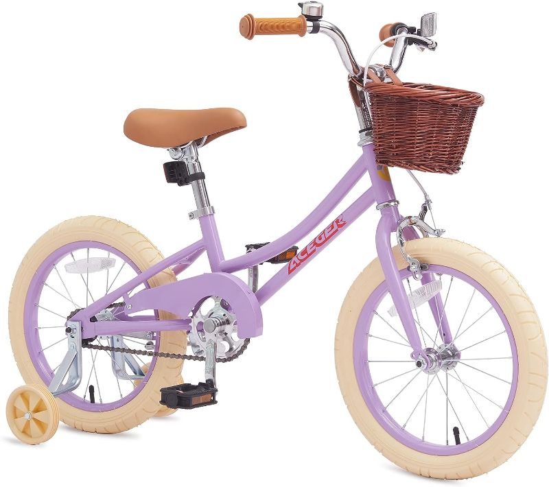 Photo 1 of ACEGER Girls Bike with Basket, Kids Bicycle for 3-13 Years, Included Coaster Brake & Caliper Brake, 14 16 18 Inch with Training Wheels and Kickstand, 20 Inch with Kickstand but no Training Wheels