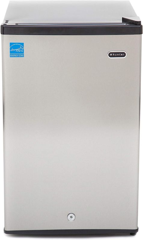 Photo 1 of Whynter CUF-210SS Mini, 2.1 Cubic Foot Energy Star Rated Small Upright Freezer with Lock, Stainless Steel, Black