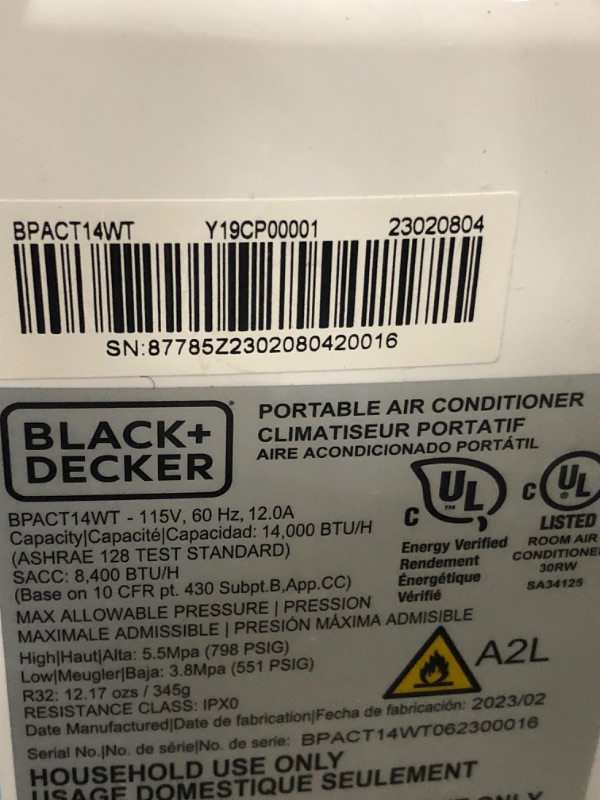 Photo 1 of ***NONFUNCTIONAL - FOR PARTS - SEE NOTES***
BLACK+DECKER Air Conditioner, 14,000 BTU 