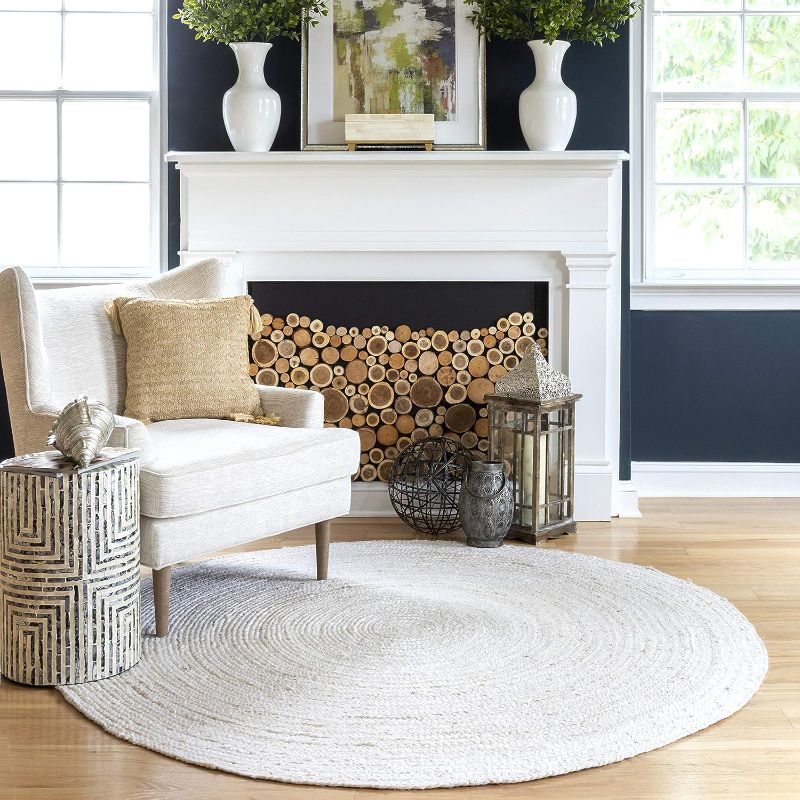 Photo 1 of ***THREE (3) FOOT DIAMETER***
nuLOOM Rigo Hand Woven Farmhouse Jute Accent Rug, 3' Round, Off-white