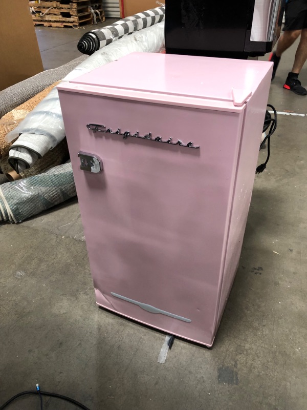 Photo 2 of FRIGIDAIRE EFR376 Retro Bar Fridge Refrigerator with Side Bottle Opener, 3.2 cu. Ft, Pink/Coral
