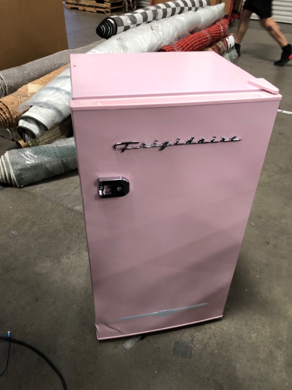 Photo 6 of FRIGIDAIRE EFR376 Retro Bar Fridge Refrigerator with Side Bottle Opener, 3.2 cu. Ft, Pink/Coral
