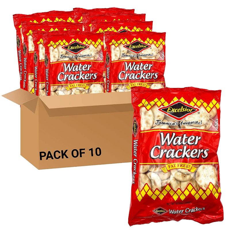 Photo 1 of **BEST BY APRIL 03, 2024!! EXCELSIOR Water Crackers Genuine Jamaican Fat-Free Crackers 10.58 oz (Pack of 10)
