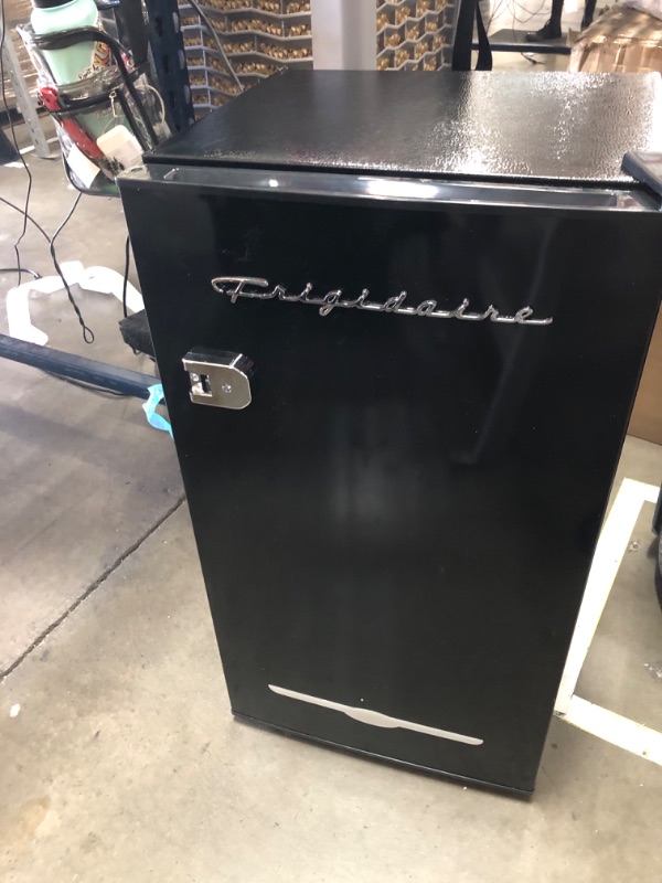 Photo 3 of FRIGIDAIRE EFR376-BLACK 3.2 Cu Ft Black Retro Bar Fridge with Side Bottle Opener
