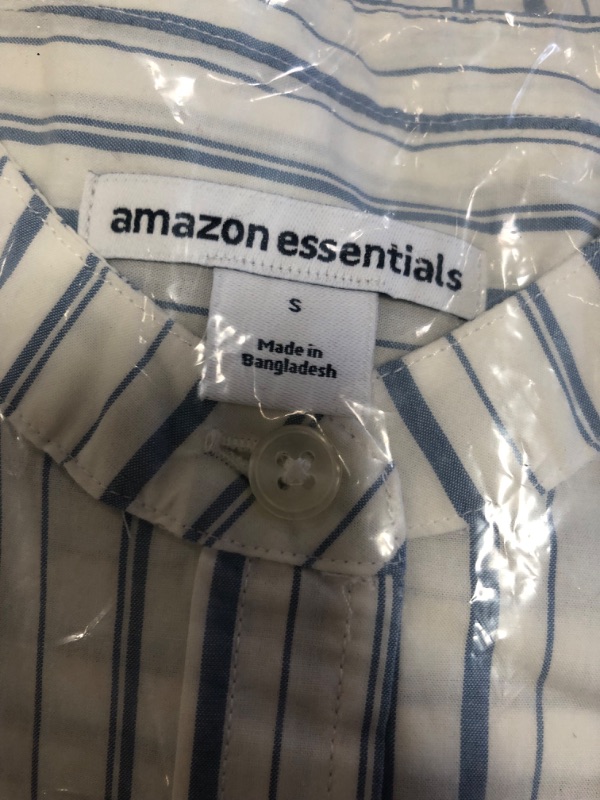 Photo 1 of Amazon Essentials Women's Long Sleeve Tunic Poplin Shirt Small White/Blue, Stripe