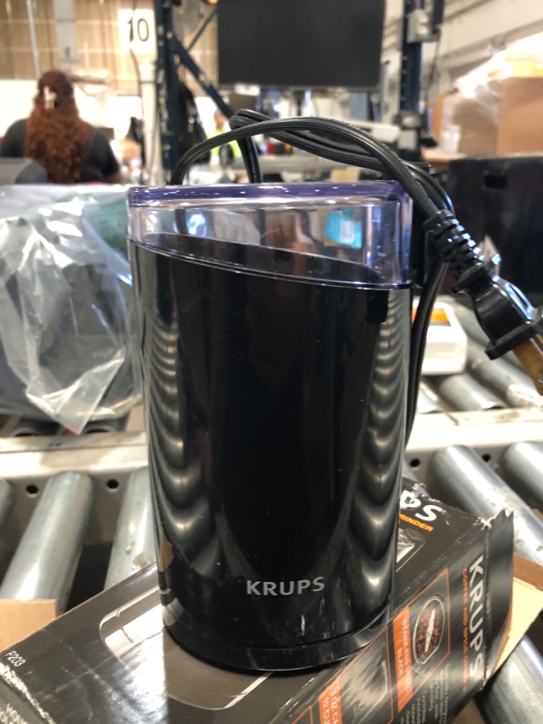 Photo 2 of **Non-functional***  Krups Stainless Steel Coffee and Spice Grinder 12 Cup Easy to Use, One Touch Operation 200 Watts Coffee, Spices, Dry Herbs Black