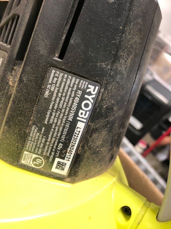 Photo 5 of ***TOOL ONLY - NO BATTERY/CHARGER - UNABLE TO TEST***
RYOBI 40-Volt Lithium-Ion Cordless Battery Leaf Vacuum/Mulcher