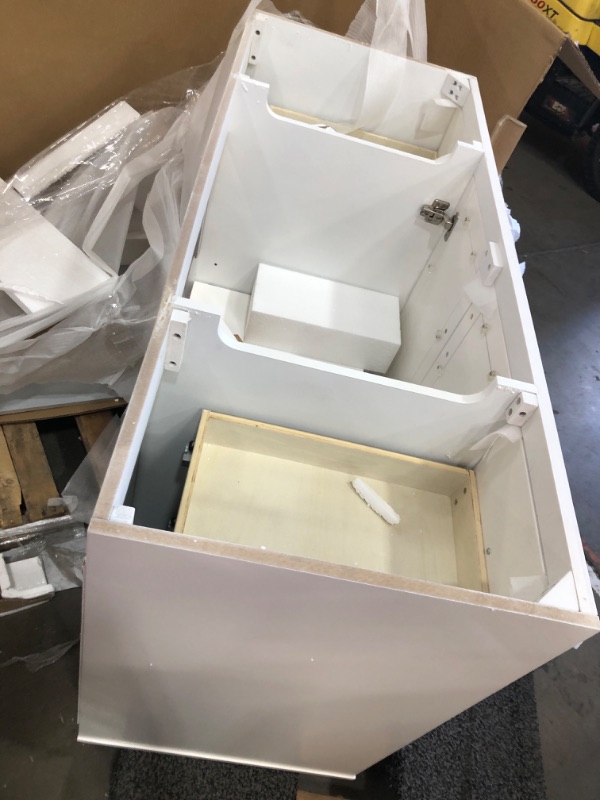 Photo 1 of **MISSING MARBLE TOP**  allen + roth Rigsby 48-in White Undermount Single Sink Bathroom Vanity with White Engineered Marble Top