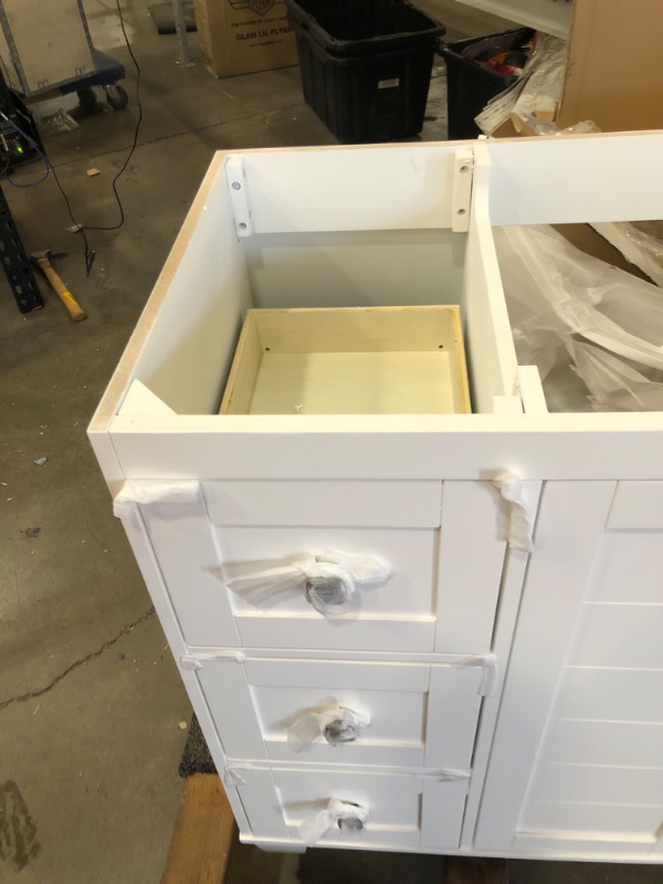 Photo 1 of **MISSING MARBLE TOP**  allen + roth Rigsby 48-in White Undermount Single Sink Bathroom Vanity with White Engineered Marble Top
