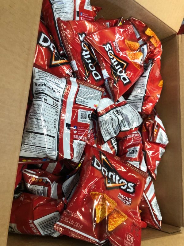 Photo 1 of Doritos Nacho Cheese Flavored Tortilla Chips, 1 oz (Pack of 40) Expiration Date: 09/24/2023