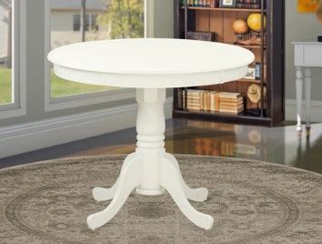 Photo 1 of **ONLY THE TABLE TOP**  East West Furniture ANT-LWH-TP Antique Dining Room Table - a Round kitchen Table Top with Pedestal Base, 36x36 Inch, Linen White
