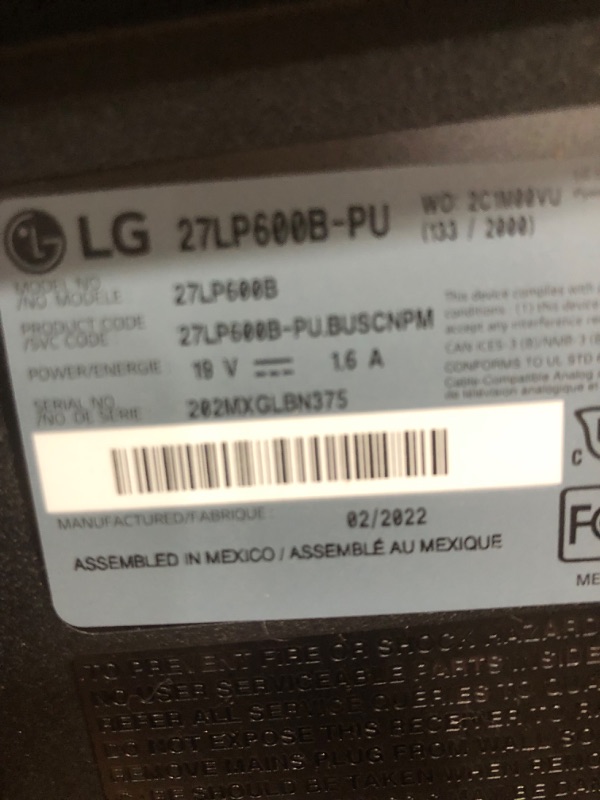 Photo 3 of **MISSING THE STANDS**  LG 27LP600B-P 27 Inch Full HD (1920 x 1080) IPS TV Monitor with 5W x 2 Built-in Speakers, HDMI Input and Dolby Audio Monitor TV 2 Pole Stand