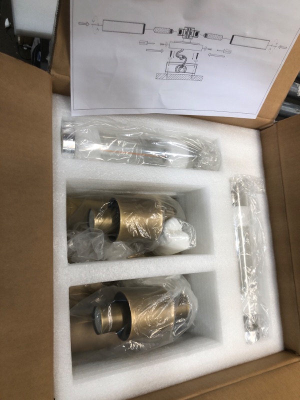 Photo 2 of **** PARTS ONLY****** ZHTIECHUI Brass Wall Sconces Set of Two, 22.8" Sconces Wall Lighting 2-Light, Gold Bathroom Vanity Wall Sconces, Glass Tube Wall Sconces, Indoor Wall Sconces for Bathroom, Bedroom, Vanity, Hallway Brass 2 Pack