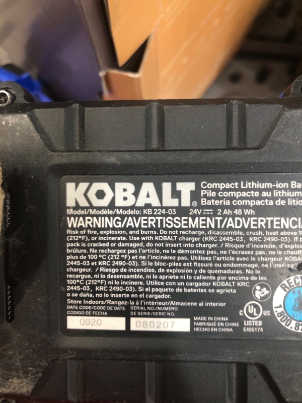 Photo 5 of **BUNDLE OF 3**  Kobalt 24-V 2 Amp-Hour; Lithium Power Tool Battery