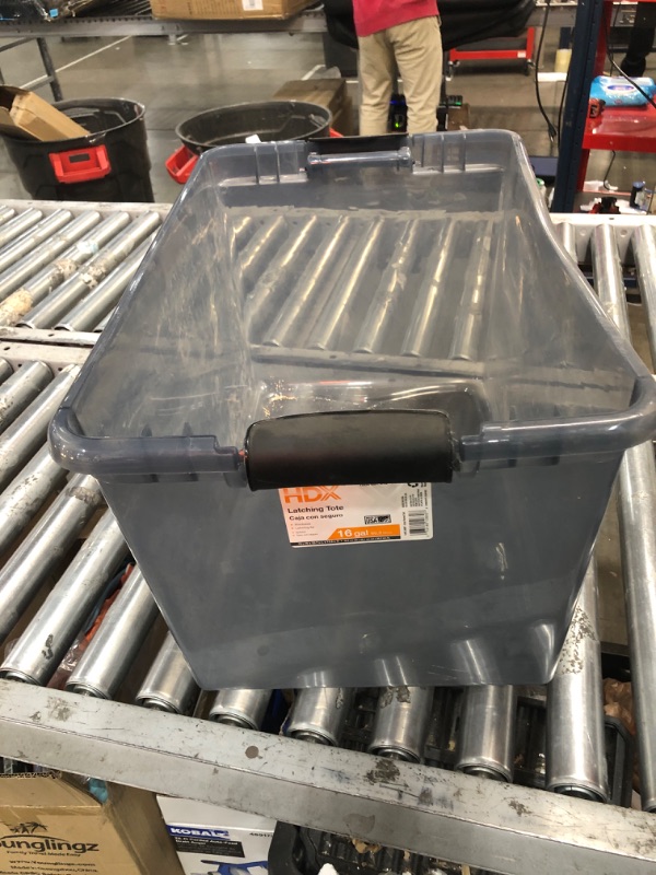 Photo 2 of 64 Qt. Latching Storage Box in Gray Tint 