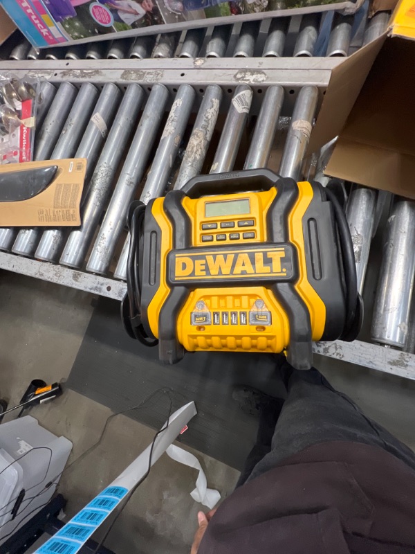 Photo 2 of DEWALT DXAEJ14-Type2 Digital Portable Power Station Jump Starter - 1600 Peak Amps with 120 PSI Compressor, AC Charging Cube, 15W USB-A and 25W USB-C Power for Electronic Devices 1600 Amps