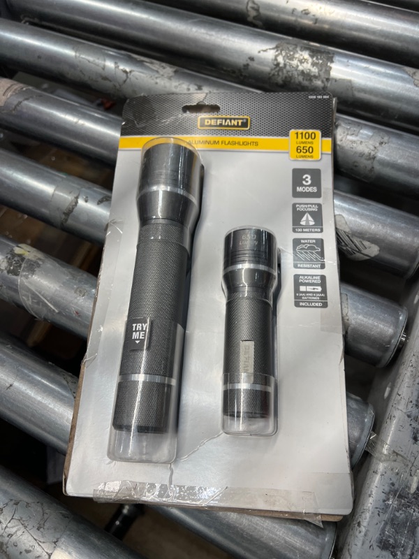 Photo 2 of 1100 Lumens and 650 Lumens Alkaline Battery LED Slide-to-Focusing Powered Aluminum Flashlight (2-Pack)