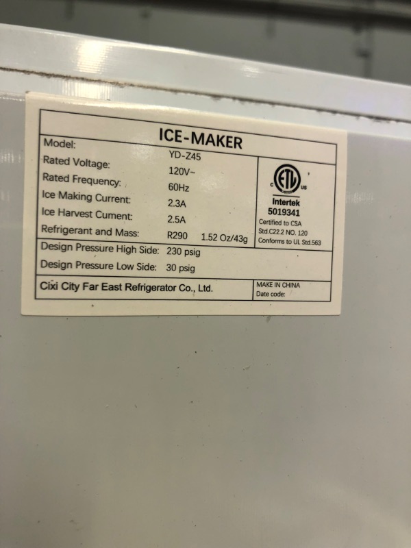 Photo 4 of ***NOT FUNCTIONAL - FOR PARTS ONLY - NONREFUNDABLE - SEE COMMENTS***
Commercial Ice Maker Machine 130LBS/24H with 35LBS Storage Bin, Stainless Steel