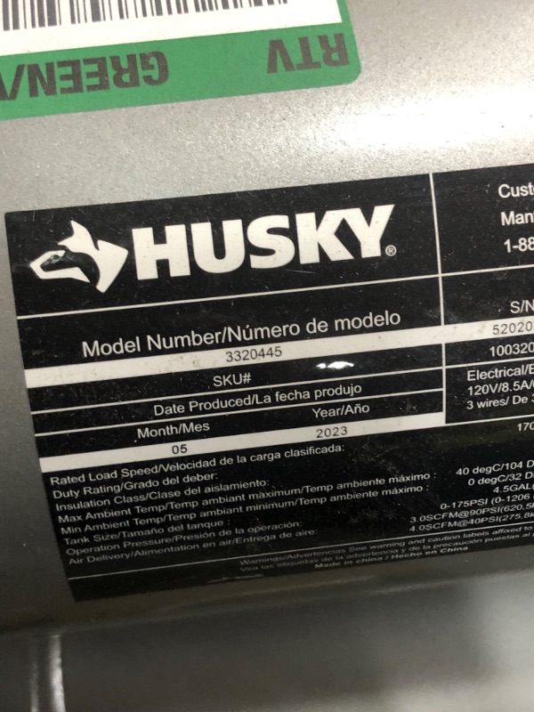 Photo 8 of ***see notes***Husky 4.5 Gal. Portable Electric-Powered Silent Air Compressor