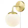 Photo 1 of 
Light Society
Greta 4.75 in. Brushed Brass/White Globe Plug-In Wall Sconce with Glass Shade