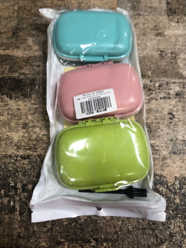 Photo 1 of 3 Pack 8 Compartments Travel Pill Box,Pill Organizer 7 Days Moisture Proof Small Pill Case for Pocket Purse Daily Portable Medicine Vitamin Holder Container(Pink+Blue+Green)