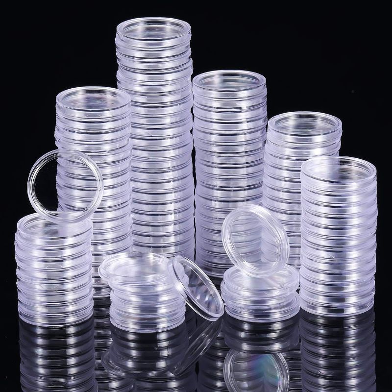 Photo 1 of 100 Pcs 25mm Coin Holder Capsules Round Coin Container Capsules Clear Plastic Coin Cases for Coin Collection