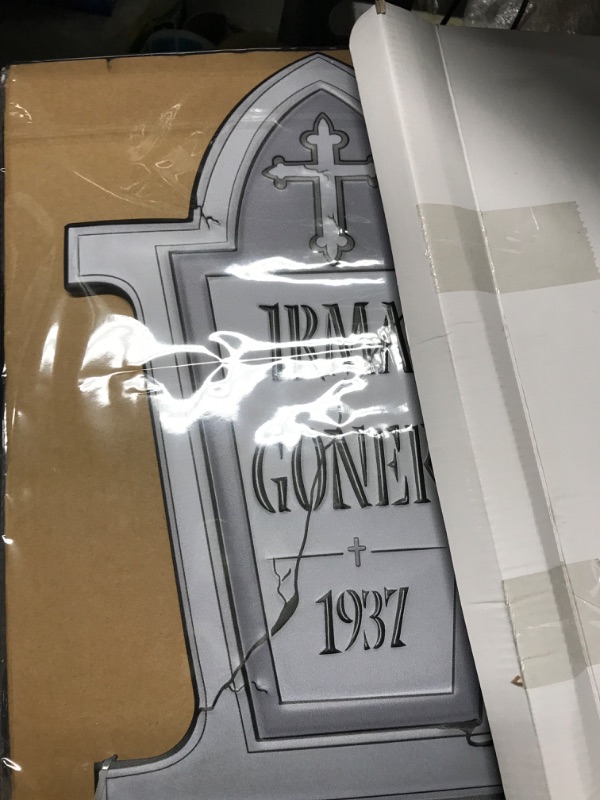 Photo 2 of 3-D Metal Halloween Ghost Cemetery 17" Tombstones -Full Set of 6 w Stakes- Durable, Rustproof, UV Raised Printing-Upgrade Your Haunted House Mansion Cemetary Lawn Decor- No More Flimsy Foam Graveyards Value 6 Pack