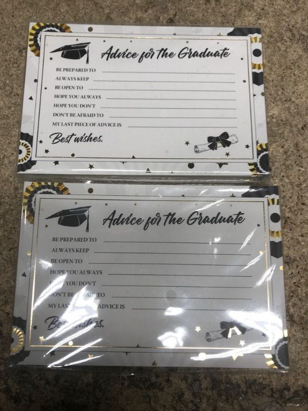 Photo 2 of Joyousa 2023 Personalized Graduation Advice Cards / Party Favors or Supplies, Black & Gold - Advice for the Graduate, Table Games Graduation Cards, 50 Pack 2 Pk 