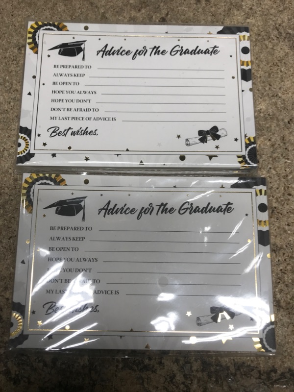 Photo 2 of Joyousa 2023 Personalized Graduation Advice Cards / Party Favors or Supplies, Black & Gold - Advice for the Graduate, Table Games Graduation Cards, 50 Pack 2 Pk