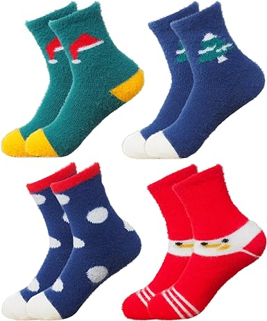 Photo 1 of JDQ 4 Pairs Colorful Socks - Funny Novelty Cute Crew Socks for Winter Gift for Unisex Teen