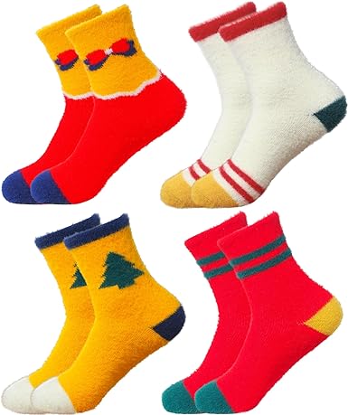 Photo 1 of JDQ 4 Pairs Colorful Socks - Funny Novelty Cute Crew Socks for Winter Gift for Unisex Teen