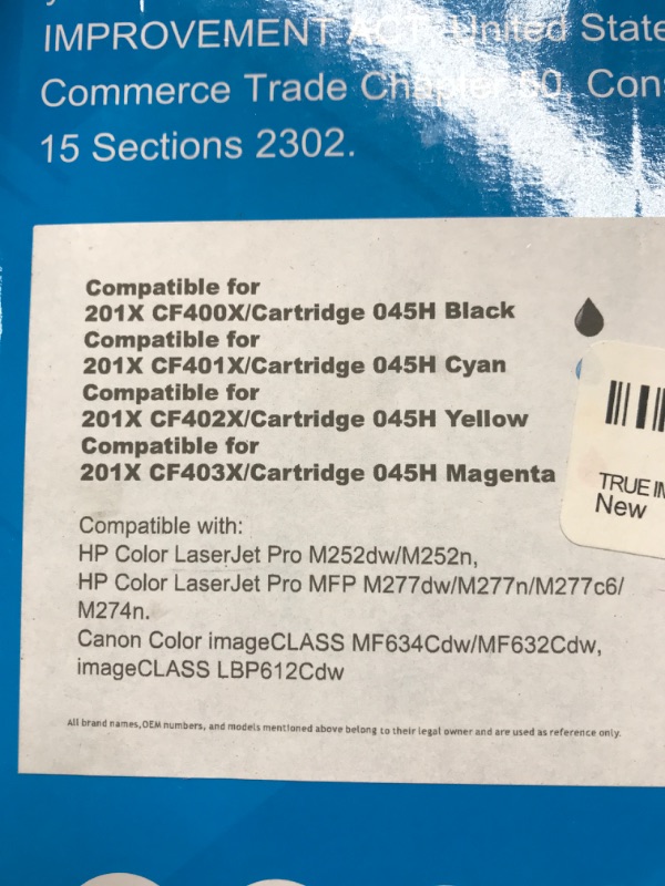 Photo 3 of TRUE IMAGE Compatible Toner Cartridge Replacement for HP 201X CF400X 201A CF400A Color Laserjet Pro MFP M277dw M277c6 M252dw M252n M252 M277 M277n 277dw Ink Printer (Black, 2-Pack)