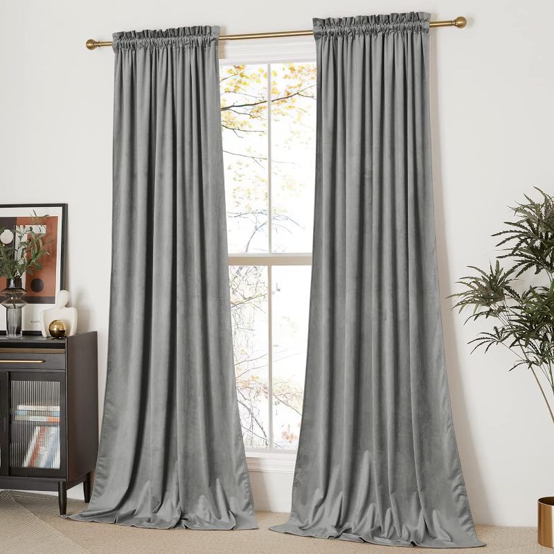 Photo 1 of 
NICETOWN Super Soft Velvet Curtains 84 inches, Sound Reducing Cold Heat Insulated Heavy Matt Room Darkening Drape Panels for Living Room (Light Grey, 2 Panels)