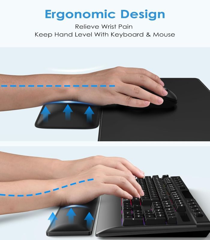 Photo 2 of AUTYANL 2 Pack Keyboard Wrist Rest with Adjustable Bracket - Comfortable Gel Padding, Non-Slip Rubber Base - Ideal for Long-Term Use, Relieves Wrist Pain Suitable for Office, Gaming, Computer Users