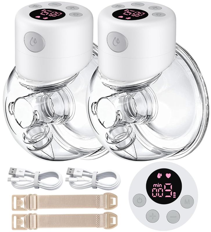 Photo 1 of  green Breast Pump, Wearable Breast Pump, Hands Free Breast Pump, Electric Breast Pump 2 Mode & 9 Levels, 24mm Flange, 2 Pack
