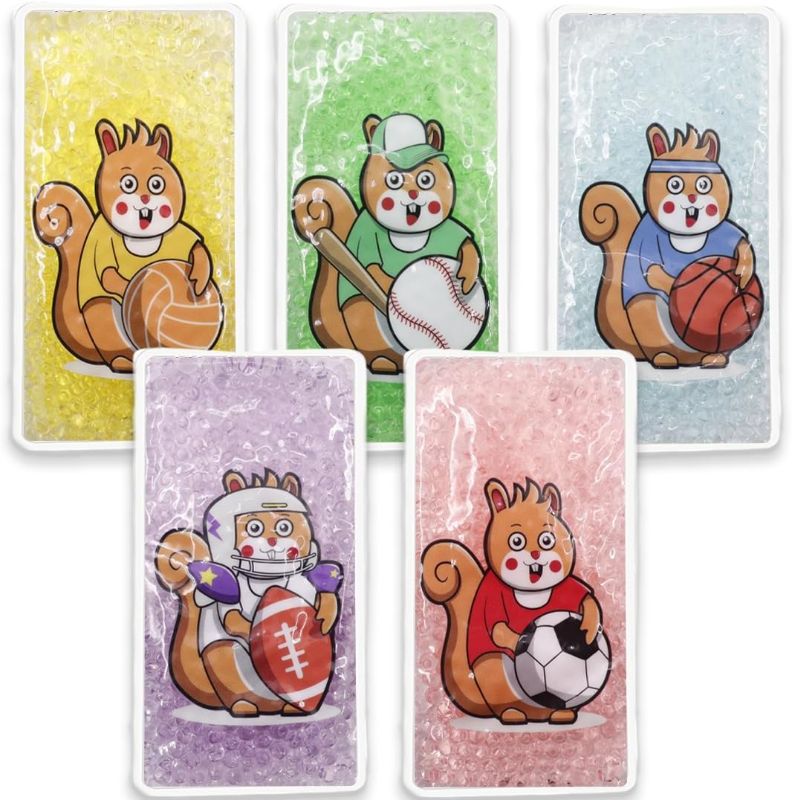 Photo 1 of 5 PCS Kids Hot Cold Ice Packs, ReusableIce Pack Boo Boo, Auxiliary Fever Reduction, Soft Colorful Sleeves, Wisdom Teeth, Baby Colic, Gas and Upset Stomach, Pain Relief, Fever, Headaches