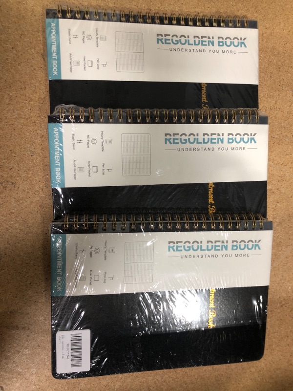 Photo 2 of 3 PACK Appointment Book Undated Planner , Regolden-Book Daily Hourly Schedule Planner with 30-Minute Increments, Appointment Hardcover notebook with Weekly Templates, Hardcover, Spiral Binding Notebook for Man & Women, Pen Loop, Inner Pocket 53 Weeks (5.5