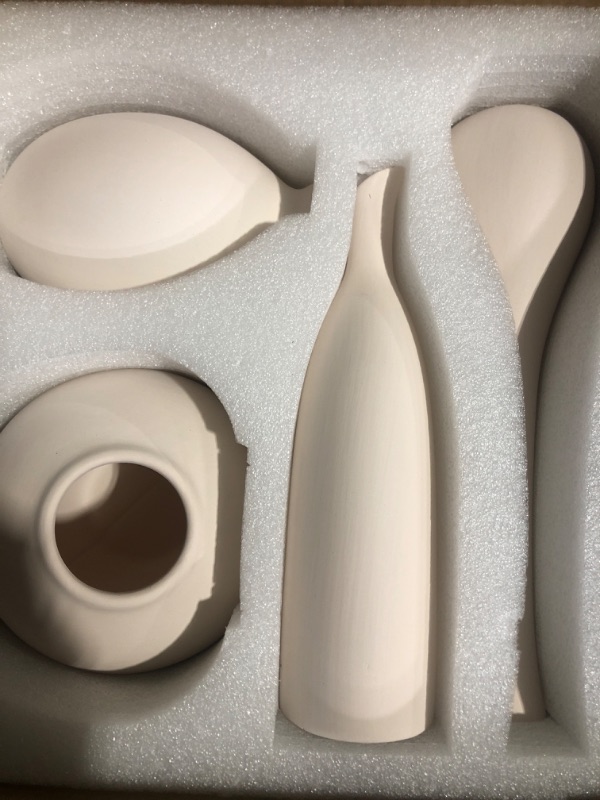 Photo 3 of * see all images *
ACCENT MARKET Modern White Ceramic vases for Home Decor - Set of 4 Elegant Small Rustic Ceramic vases 