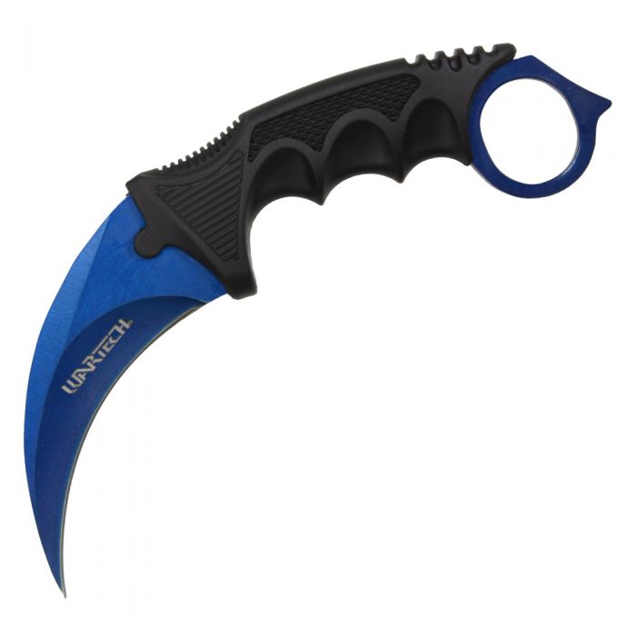 Photo 1 of 7.5" FULL TANG KARAMBIT WITH HARD SHEATH & NECKLACE (BLUE)
