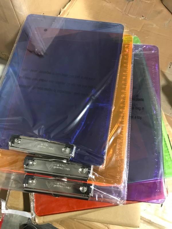 Photo 2 of 6 Pack Assorted Transparent Color Plastic Clipboards, 2.3mm Heavy Duty Board, Low Profile Clip, Clipboards for Classrooms, Offices, Restaurants, Doctor Offices, 6 Plastic Clipboard Pack