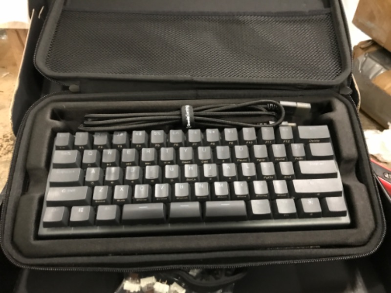 Photo 2 of KINESIS Gaming TKO Mechanical Keyboard | Linear Red Switches | 60% Layout | Split Spacebar | Hotswap | PBT Keycaps | Aluminum Body | SF Shock Limited Edition Travel Case Kailh Linear Red