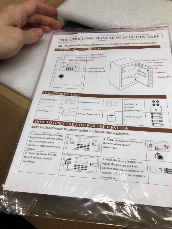 Photo 3 of 2.2 Cubic Upgrade Safe Box Fireproof Waterproof, Security Home Safe Box with Digital Combination, Electronic Keypad & Keys Interior Lock Box, Fireproof Safe for Side Arm Cash and Important Papers