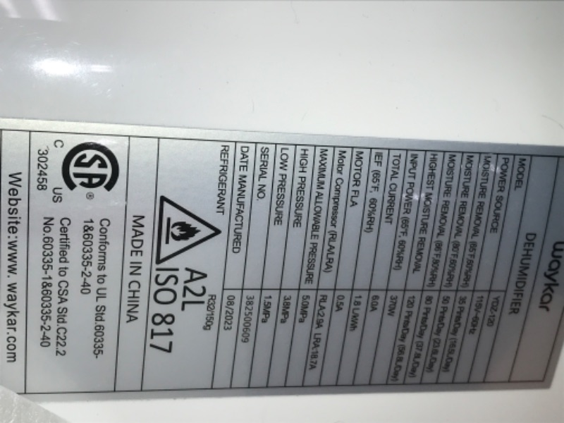 Photo 3 of Waykar 120 Pints Energy Star Home Dehumidifier for Spaces up to 6,000 Sq. Ft at Home, in Basements and Large Rooms with Drain Hose, Handle, Auto Defrost and Self-Drying. 120 Pints 6000 Sq. Ft White