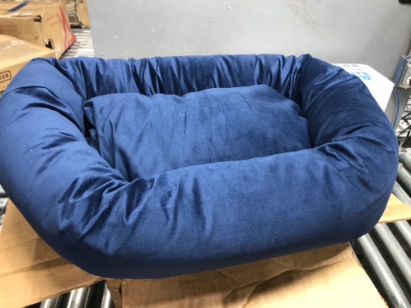 Photo 2 of 24" Navy Suede Bagel Dog Bolster Bed by Majestic Pet Products,Navy Velvet Navy Velvet 24 in