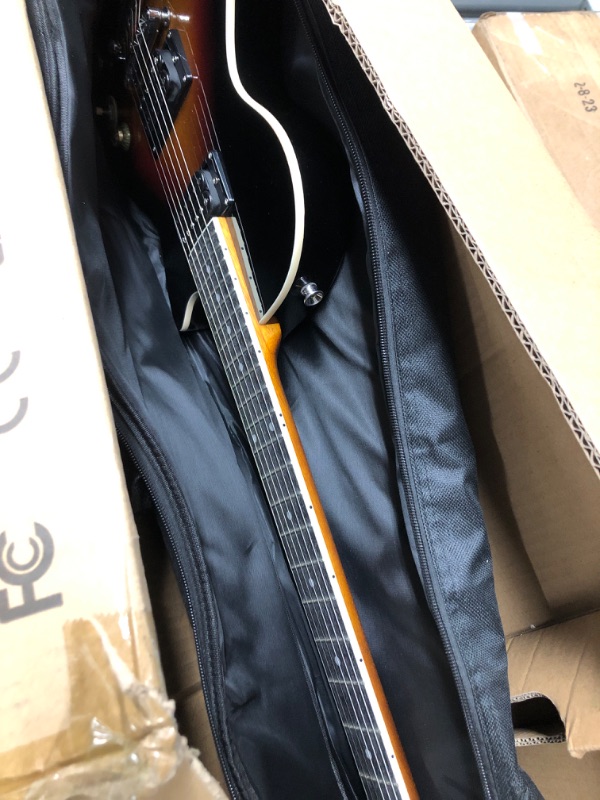 Photo 2 of Donner 39 Inch LP Electric Guitar Solid Body Beginner Kit Sunburst Full Size, with Bag, Strap, Cable, for Beginner,DLP-124S LP-Sunburst