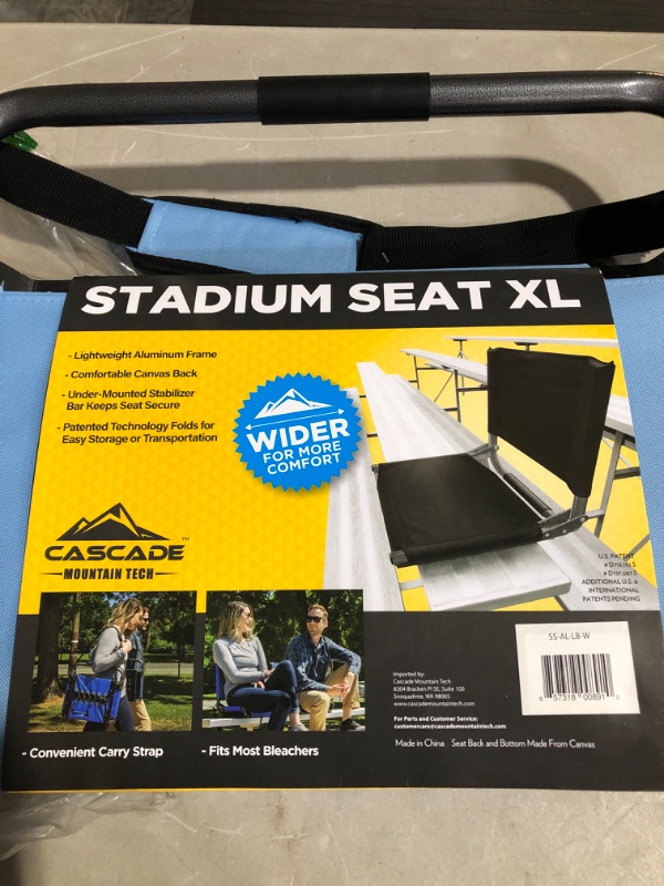 Photo 2 of * used * see all images *
Cascade Mountain Tech Stadium Seat - Lightweight, Portable Folding Chair for Bleachers and Benches - Extra Wide Light Blue